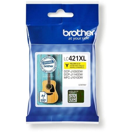 Brother - cartouche d'encre lc421xly - jaune haute capacité de 500 pages - pour dcp-j1050dw  mfc-j1010dw et dcp-j1140dw