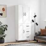 vidaXL Buffet haut Blanc brillant 69 5x34x180 cm Bois d'ingénierie