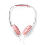 Casque Filaire | Câble Rond de 1,20 m | Supra-auriculaire | Rose/Blanc