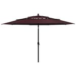 vidaXL Parasol à 3 niveaux avec mât en aluminium Bordeaux 3 5 m