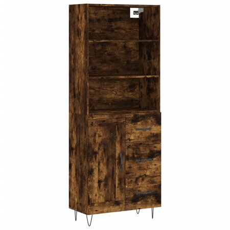 vidaXL Buffet haut Chêne fumé 69 5x34x180 cm Bois d'ingénierie