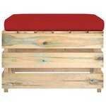 vidaXL Pouf sectionnel avec coussin Bois imprégné de vert