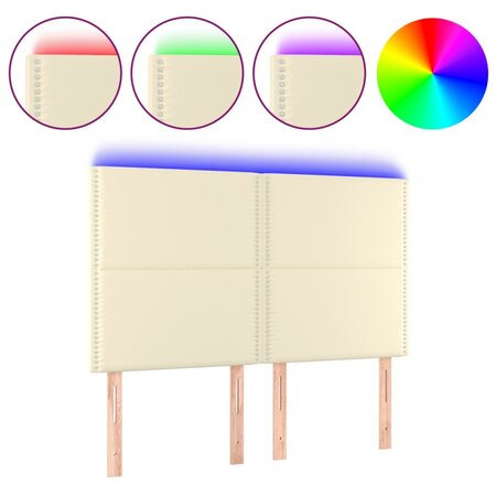 vidaXL Tête de lit à LED Crème 144x5x118/128 cm Similicuir