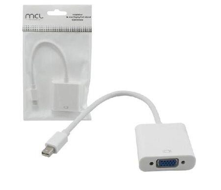 Convertisseur MCL-Samar Mini DisplayPort mâle vers VGA femelle (D-sub DE-15) 10cm (Blanc)