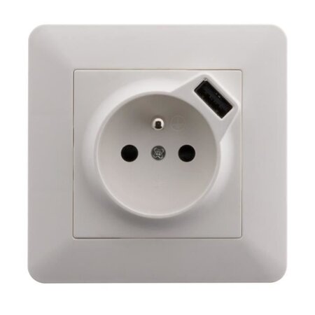 ARTEZO Prise  avec terre 2P+T 16 A encastrable avec prise USB (2,4 A) blanc