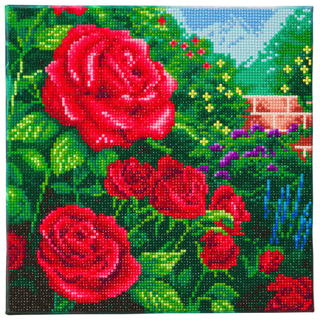 Tableau Broderie Diamant Crystal Art 30x30cm T. Kinkade Roses