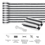 Lot de 2 brise-vue renforcés occultants HDPE haute densité 52 œillets + 4 cordons dim. 5L x 0 90H m gris blanc rayé