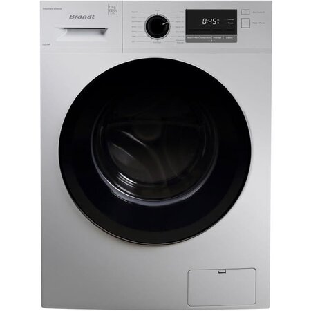 Lave-linge hublot brandt - 12kg - l60cm - moteur induction - 1400 trs/min -silver