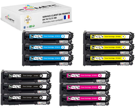 12 toners compatibles avec hp 201 cf400x b3c3m3y3
