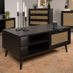 Finori Table basse Vienna 55A Noir et impression de rotin