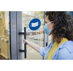 Panneau Pvc Adhésif Antidérapant Masque Obligatoire 20 Cm - Bleu - Exacompta