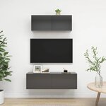 vidaXL Ensemble de meuble TV 2 Pièces Gris brillant Aggloméré