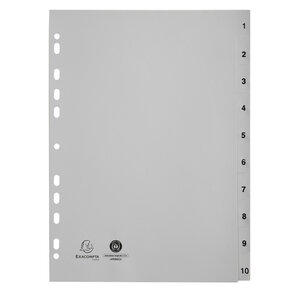 Intercalaires Imprimés Numériques Pp Gris Recyclé - 10 Positions - A4 - Gris - X 20 - Exacompta