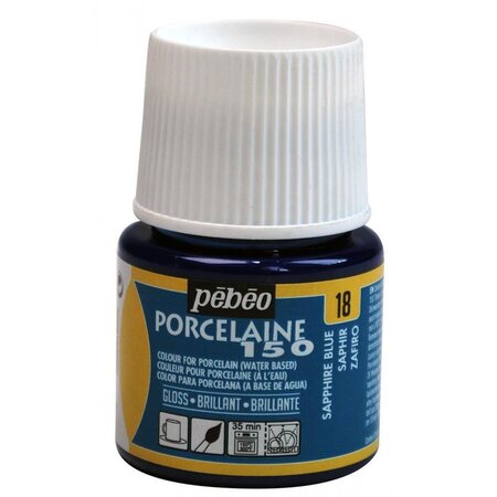 Peinture à l'eau brillante pour porcelaine - Bleu saphir - 45 ml