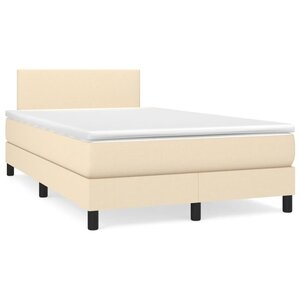 vidaXL Lit à sommier tapissier avec matelas Crème 120x200 cm Tissu