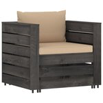 vidaXL Salon de jardin 12 Pièces avec coussins gris bois imprégné