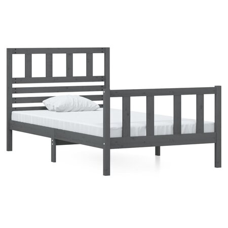vidaXL Cadre de lit Gris Bois massif 90x190 cm Simple