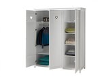 AMORI Lit simple 90x200cm + Chevet + Armoire trois portes