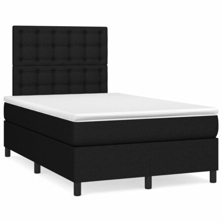 vidaXL Lit à sommier tapissier avec matelas Noir 120x200 cm Tissu