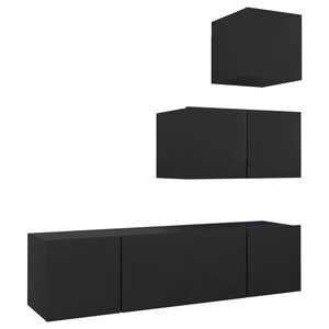 vidaXL Ensemble de meuble TV 4 Pièces Noir Aggloméré