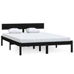 vidaXL Cadre de lit Noir Bois de pin massif 120x190 cm UK petit double