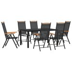 vidaXL Ensemble à dîner de jardin 7 Pièces noir aluminium