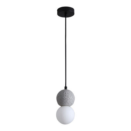 Lampe sphérique en suspension en verre avec 150 cm de cordon en tissu