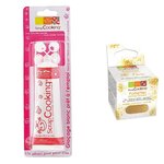Stylo glaçage blanc + paillettes dorées