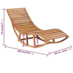 vidaXL Chaise longue à bascule avec coussin Bois de teck solide