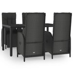 vidaXL Mobilier à dîner de jardin et coussins 5Pièces Noir Résine tressée