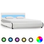 vidaXL Cadre de lit avec LED Blanc Similicuir 140 x 200 cm