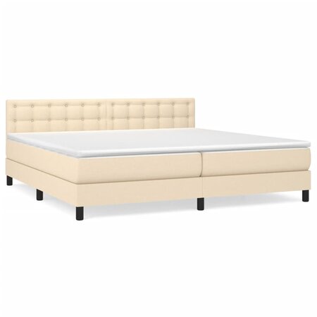 vidaXL Lit à sommier tapissier avec matelas Crème 200x200 cm Tissu