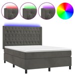 vidaXL Sommier tapissier matelas et LED Gris foncé 140x190 cm Velours