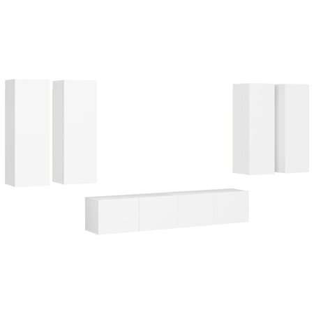 vidaXL Ensemble de meuble TV 6 Pièces Blanc Aggloméré