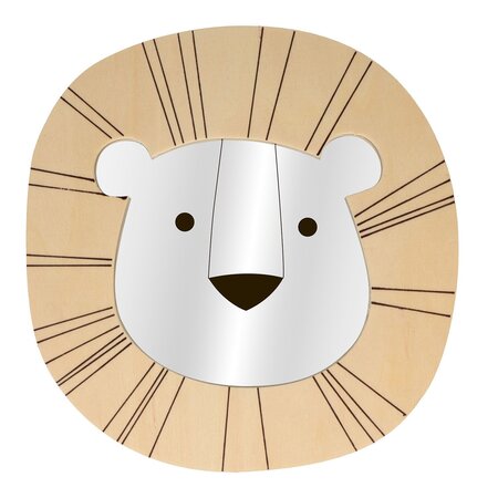 Miroir tête de lion en bois