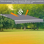 Store banne manuel rétractable aluminium polyester imperméabilisé 2 95L x 2 5l m gris