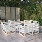 vidaXL Salon de jardin 9 Pièces Blanc Bois de pin massif