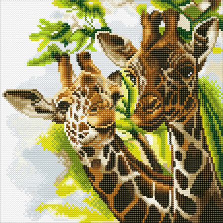 Tableau Broderie Diamant Crystal Art 30x30cm Girafes