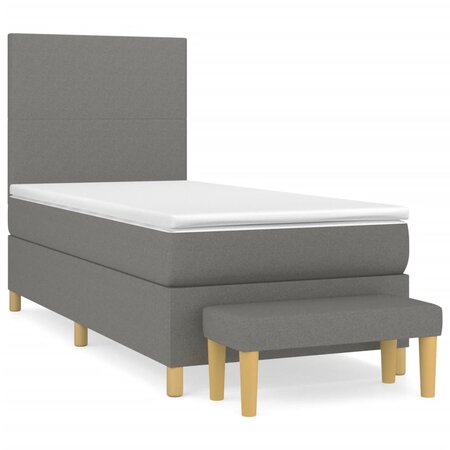 vidaXL Lit à sommier tapissier avec matelas Gris foncé 90x200 cm Tissu
