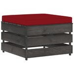 vidaXL Salon de jardin 4 Pièces avec coussins Bois imprégné de gris