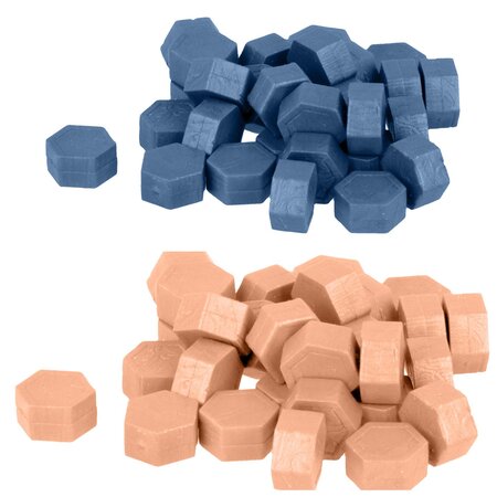 Perles de cire hexagonales - Bleu + Rose