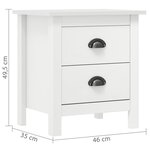 vidaXL Table de chevet Hill Blanc 46x35x49 5 cm Bois de pin solide