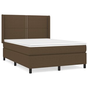 vidaXL Lit à sommier tapissier avec matelas Marron foncé 140x190 cm