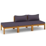 vidaXL Salon de jardin 3 Pièces avec coussin Bois d'acacia solide