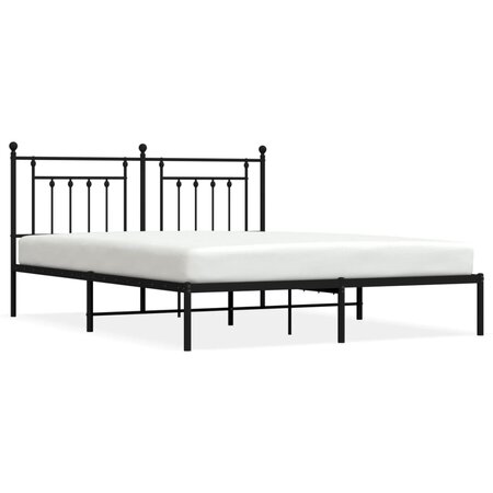 vidaXL Cadre de lit métal avec tête de lit noir 180x200 cm