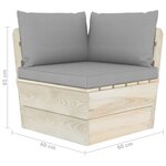 vidaXL Canapé palette à 3 places de jardin avec coussins Bois d'épicéa