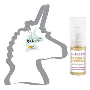 Découpoir à pâtisserie inox XXL Licorne + 1 poudre alimentaire irisée dorée