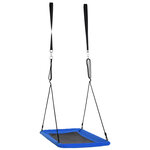 Balançoire nid d'oiseau rectangulaire XXL balançoire panier dim. 150L x 80l x 180H cm hauteur réglable métal époxy oxford bleu noir