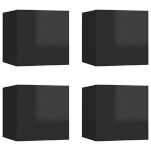 vidaXL Meubles TV muraux 4 Pièces Noir brillant 30 5x30x30 cm