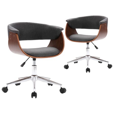 vidaXL Chaises pivotantes à manger lot de 2 gris tissu